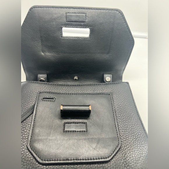 MACKAGE Keeley Black Grained Leather Crossbody Bag Top Handle - Picture 13 of 17